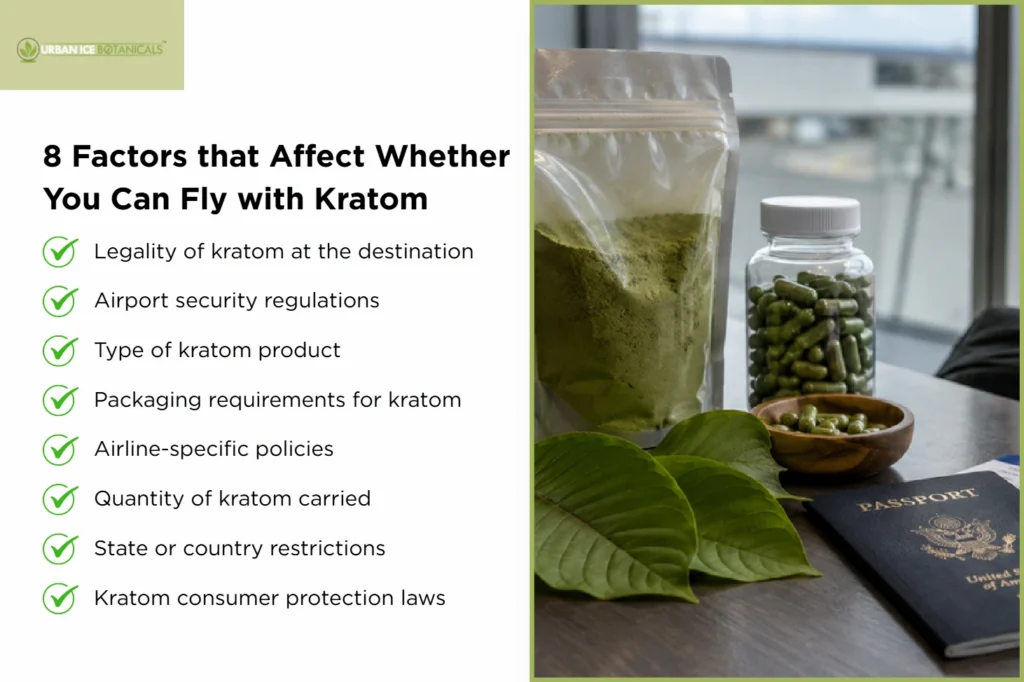 what factors affect whether you can fly with kratom
